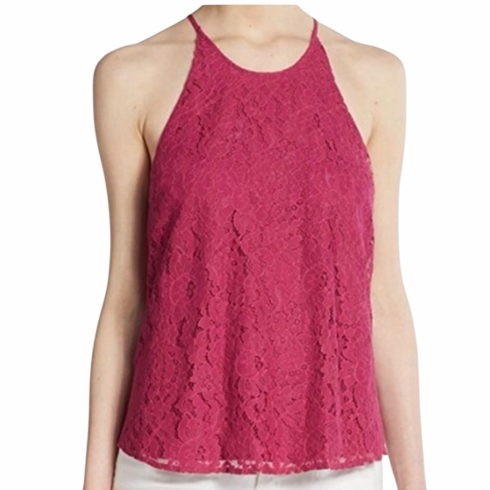 Joie "Cualli" Lace Halter Top in Bright Fuschia XS